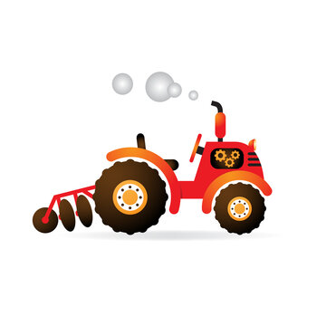 Red Tractor Vector illustration