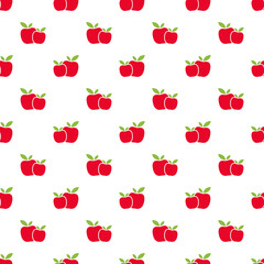 Small red apples isolated on white background. Cute fruity seamless pattern. Vector simple flat graphic illustration. Texture.