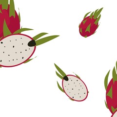 Web Dragon fruit from Sketch. Or Pitaya. Pattern .
