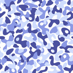 Seamless camouflage texture. Trendy camouflage style, pattern. Blue texture, military army and hunt