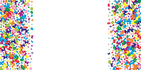 Falling bright numbers. Math study concept with flying digits. Optimal back to school mathematics banner on white background. Falling numbers vector illustration.