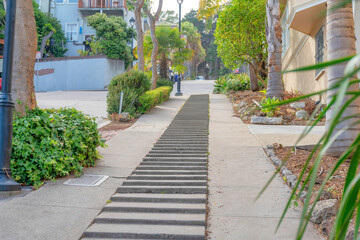 Fototapeta premium Pathway with layered concrete ground in the middle at San Francisco, California