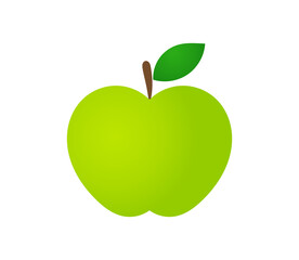 Green apple illustration isolated on white background.
