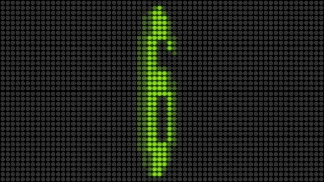 LED掲示板に映し出される10からのカウントダウン（黄緑色）