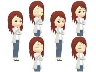 [Worry A] Woman cardigan wavy hair oblique angle