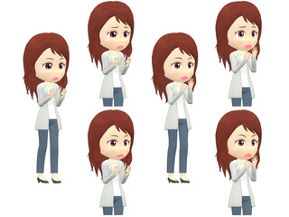 [Surprise A] Woman cardigan wavy hair oblique angle