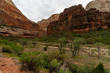  Angel's Landing at Zion National Park in the Middle of a sunny Spring Day