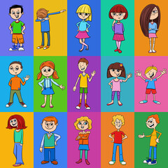 background or pattern design with cartoon children characters
