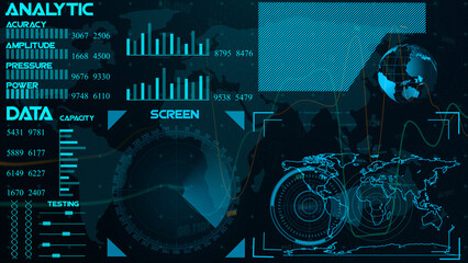 Technology interface HUD rotating on dark virtual screen with animated interface .radar HUD animation. Radar Gaps Navigation Screen Display ,bullet Shot & Futuristic Tracking.	
