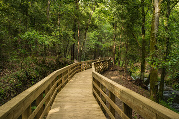 Wooden footbridge in Stanislaus fountain park