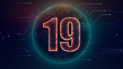 Neon number on black background. Learning numbers, serial number, price, place. 