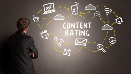 businessman drawing social media icons