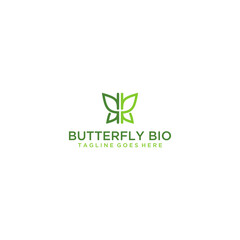 Eco logo - two green butterflies logo sign design
