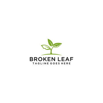 Broken leaf logo sign design