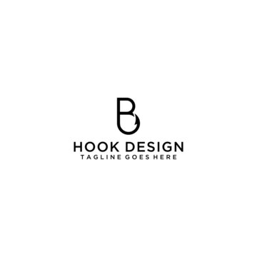 Initial letter B and hook logo sign design