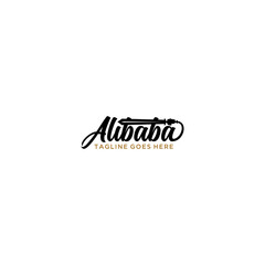 alibaba with sword in font logo sign design