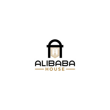AH or HA letter and arabic man logo sign design