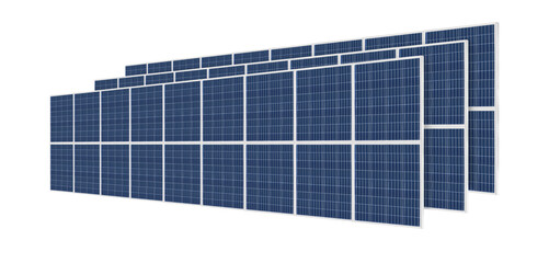 Photovoltaic solar cell panels isolated on white background. Environmental theme. Green energy...