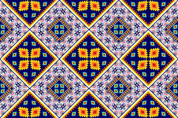 Geometric abstract ikat ethnic pattern design. Aztec fabric carpet mandala ornament chevron textile decoration wallpaper. Tribal turkey African Indian traditional embroidery vector background 