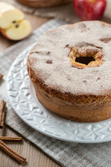 Sponge cake or chiffon cake with apples so soft and delicious sliced ​​with ingredients:...