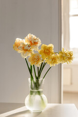 Spring flowers of daffodils in a vase