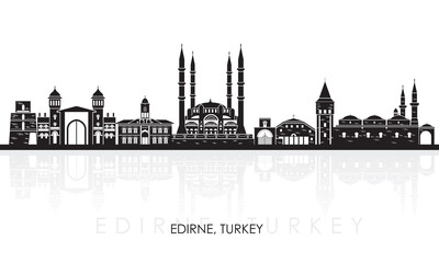 Fototapeta premium Silhouette Skyline panorama of city of Edirne, Turkey - vector illustration