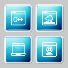 Set line Software, Cloud technology data transfer, Laptop and Create account screen icon. Vector