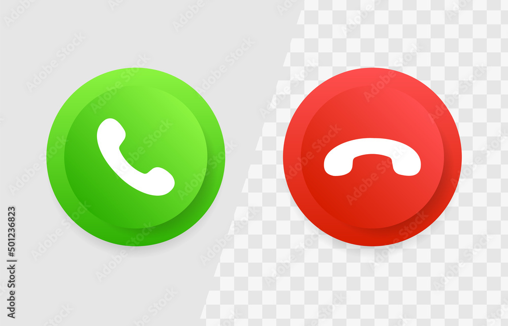 Aufkleber accept and decline call icon button for phone calls, answer or decline incoming calls for receiving 