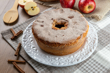 Sponge cake or chiffon cake with apples so soft and delicious sliced ​​with ingredients:...