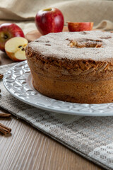 Sponge cake or chiffon cake with apples so soft and delicious sliced ​​with ingredients:...