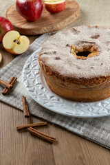 Sponge cake or chiffon cake with apples so soft and delicious sliced ​​with ingredients:...