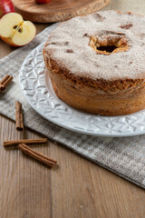 Sponge cake or chiffon cake with apples so soft and delicious sliced ​​with ingredients:...