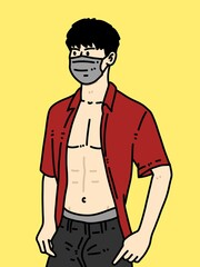 cute man cartoon on yellow background