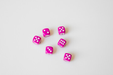 Concept of gambling and chance with dices on a white isolated background