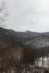 Cloudy View of Snow Covered Mountains in West Virginia