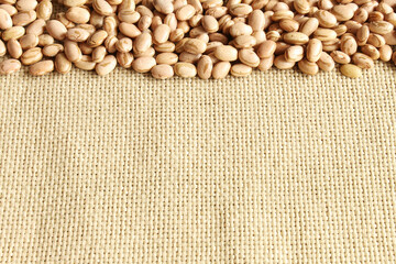 Carioca beans on top of jute fabric frame