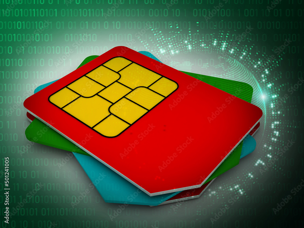Poster 3d render sim card with background