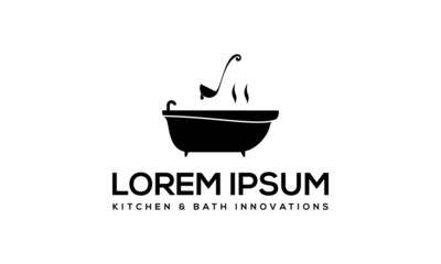 vector graphic illustration logo design for pictogram combination kitchen cooking and bath