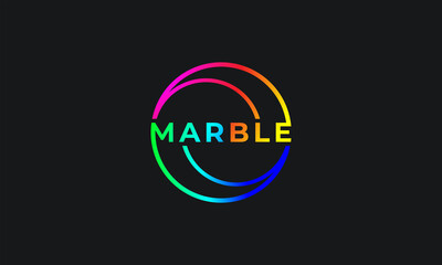 vector graphic illustration logo design for colorful marble logogram, combination typography and pictogram