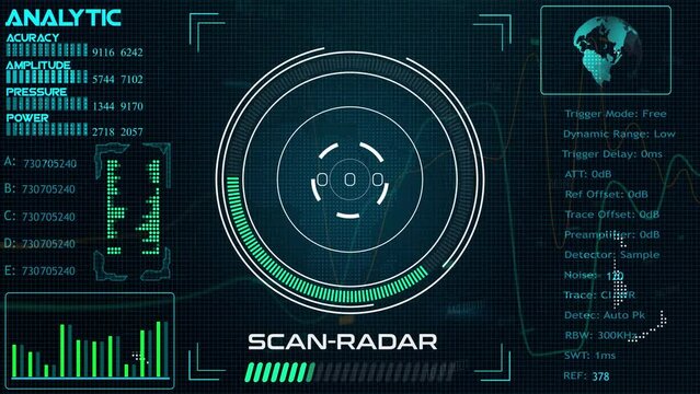 Technology Radar HUD Screen Animation 4K. 