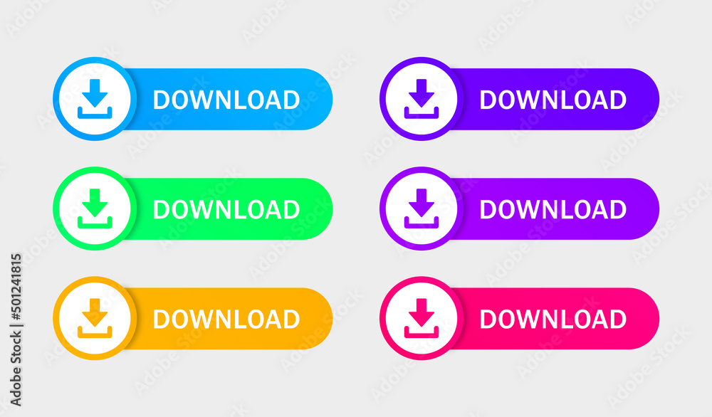 Poster download icon button - arrow down icon. file download label banner web icons buttons