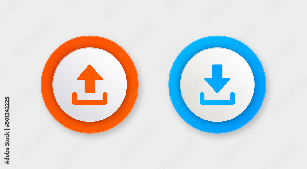 Fototapete download icon button. upload icon button. arrow up down icon. download and upload icons buttons. download upload file button icon 3d