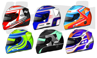 Sports racing helmet template vector design