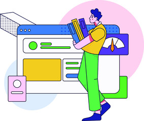 Internet workers collaborating with each other vector concept illustration
