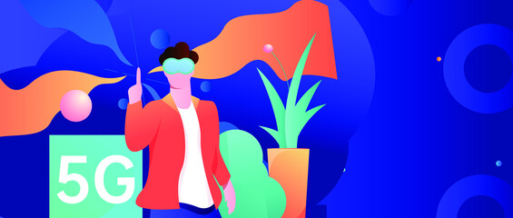 Internet workers collaborating with each other vector concept illustration
