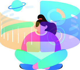 Internet workers collaborating with each other vector concept illustration
