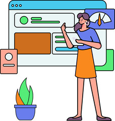 Internet workers collaborating with each other vector concept illustration
