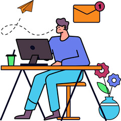 Internet workers collaborating with each other vector concept illustration
