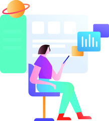 Internet workers collaborating with each other vector concept illustration
