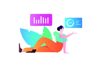 Internet workers collaborating with each other vector concept illustration
